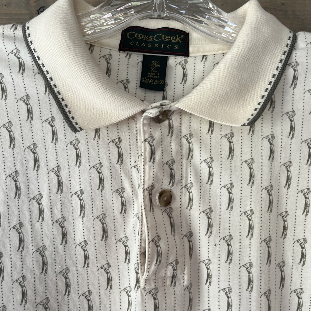 Vintage 90's Cross Creek Classics Polo Shirt All Over Golfer 100% Cotton Mens XL - Picture 2 of 9